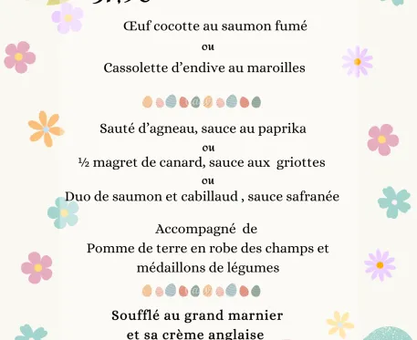 Menu de Pâques 2026